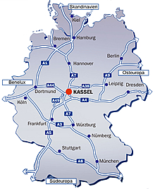 Kassel liegt zentral im Herzen Deutschlands und Europas